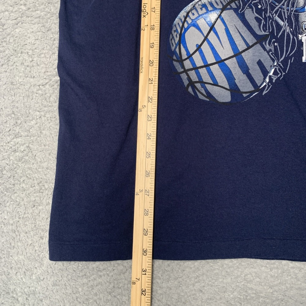 VTG 90's Georgetown Hoyas College Basketball T Shirt Sz L Made USA Single Stitch - Picture 8 of 10